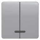 DELTA profil, silver Rocker switch with window for pushbutton 2-fold for pushbutton 2-fold Mid-position 65x 65 mm