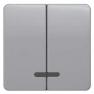 DELTA profil, silver Rocker switch with window for pushbutton 2-fold for pushbutton 2-fold Mid-position 65x 65 mm