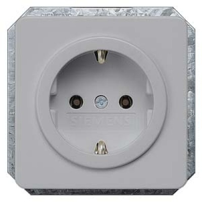 DELTA profil, silver SCHUKO socket outlet 10/16 A 250 V With screwless Connection terminals Cover plate 65x 65 mm