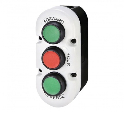 PBSL3FSR кнопочный пост, кнопка forward, 1NO - зеленая, кнопка stop, 1NC - красная, кнопка reverse, 1NO зеленая