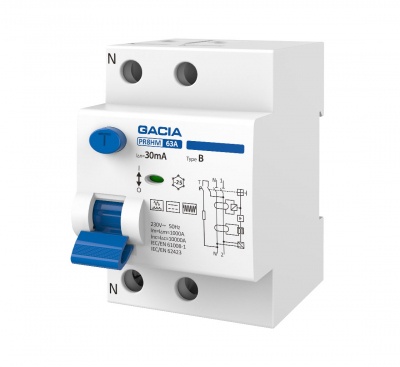 PR8HM 2P 63A 30mA B noplūdes strāvas automāts