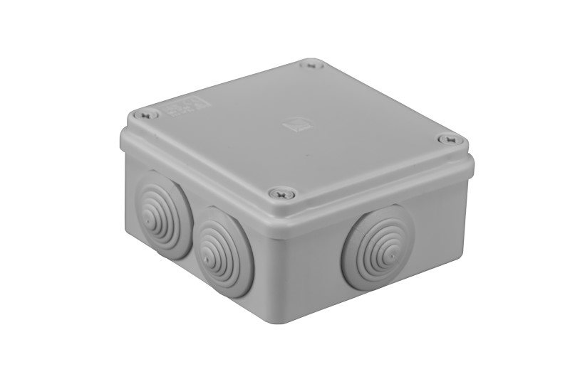 S-BOX nozarkārba virsapmetuma IP65 100x100x50mm ar ievadiem pelēka