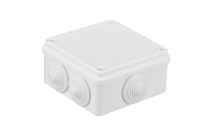 S-BOX Nozarkārba virsapmetuma IP65 100x100x50mm ar ievadiem balta