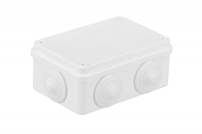 S-BOX Nozarkārba virsapmetuma IP65 120x 80 x50mm ar ievadiem balta