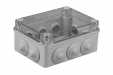 S-BOX Nozarkārba virsapmetuma IP65 150x110 x7mm caurspīdīgs vāks ar ievadiem pelēka