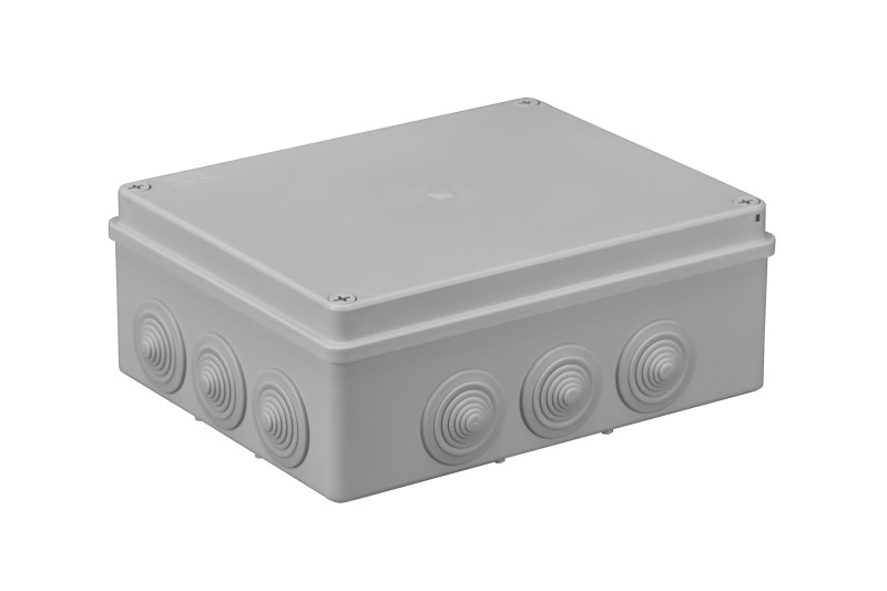 S-BOX nozarkārba virsapmetuma IP65 240x190x90mm ar ievadiem pelēka