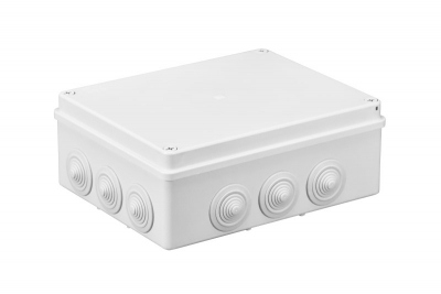 S-BOX nozarkārba virsapmetuma IP65 240x190x90mm ar ievadiem balta