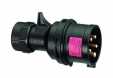 CEE plug, black, IP44, 16A, 5-pole, 400V, 6h, red