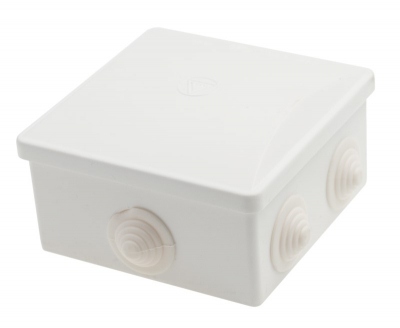 S-BOX Nozarkārba virsapmetuma IP44 80x80x40mm ar ievadiem balta
