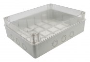 S-BOX Nozarkārba virsapmetuma IP65 380x300x120mm caurspīdīgs vāks pelēka