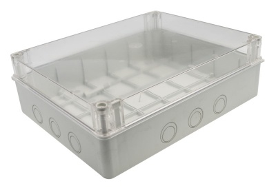 S-BOX Nozarkārba virsapmetuma IP65 380x300x120mm caurspīdīgs vāks pelēka