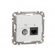 Data + TV sockets. Sedna Design & Elements. RJ45 CAT6 UTP. professional. White