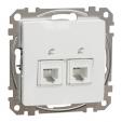 Double Telephone socket. Sedna Design & Elements. RJ11. White
