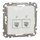 Double Telephone socket. Sedna Design & Elements. RJ11. White