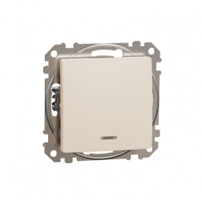 Sedna Design & Elements. 2-Pole switch 16AX Red indicator LED. beige
