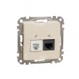 DATA CAT 5E UTP + Telephone outlet. Sedna Design & Elements. Beige