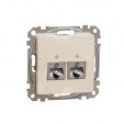 Double DATA Outlet CAT 6 STP. Sedna Design & Elements. RJ45. Beige