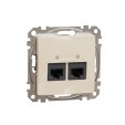 Double DATA Outlet CAT 6A UTP. Sedna Design & Elements. RJ45. Beige