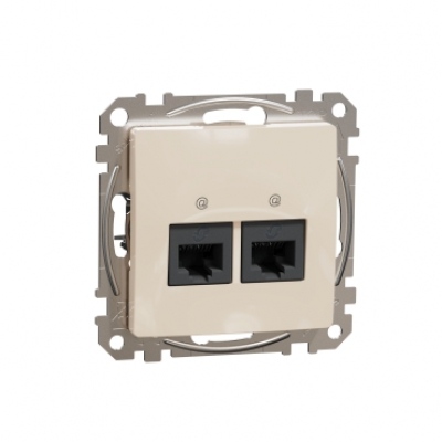 Double DATA Outlet CAT 6A UTP. Sedna Design & Elements. RJ45. Beige