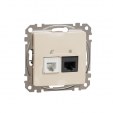 DATA CAT 6 UTP + Telephone outlet. Sedna Design & Elements. Beige