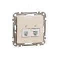 Double Telephone socket. Sedna Design & Elements. RJ11. Beige