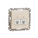 Double Telephone socket. Sedna Design & Elements. RJ11. Beige
