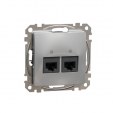 Double DATA Outlet CAT 5E UTP. Sedna Design & Elements. RJ45. Aluminium