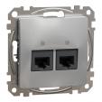 Double DATA Outlet CAT 6 UTP. Sedna Design & Elements. RJ45. Aluminium