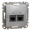 Double DATA Outlet CAT 6 UTP. Sedna Design & Elements. RJ45. Aluminium