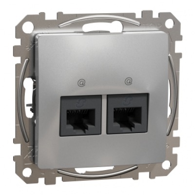 Double DATA Outlet CAT 6 UTP. Sedna Design & Elements. RJ45. Aluminium