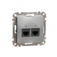 Double DATA Outlet CAT 6A UTP. Sedna Design & Elements. RJ45. Aluminium