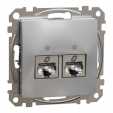 Double DATA Outlet CAT 6A STP. Sedna Design & Elements. RJ45. Aluminium