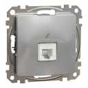 Telephone socket. Sedna Design & Elements. RJ11. Aluminium