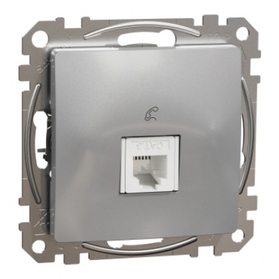 Telephone socket. Sedna Design & Elements. RJ11. Aluminium