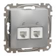 Double Telephone socket. Sedna Design & Elements. RJ11. Aluminium