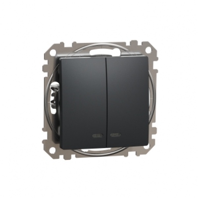 Sedna Design & Elements. 2-circuits switch 10AX Blue Loc LED. professional. anthracite