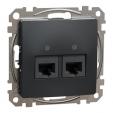 Double DATA Outlet CAT 6 UTP. Sedna Design & Elements. RJ45. Anthracite