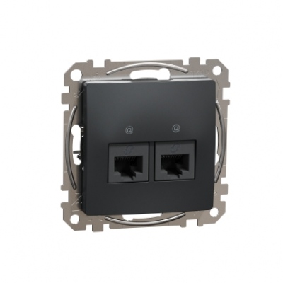 Double DATA Outlet CAT 6A UTP. Sedna Design & Elements. RJ45. Anthracite