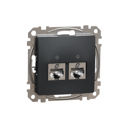 Double DATA Outlet CAT 6A STP. Sedna Design & Elements. RJ45. Anthracite
