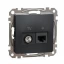 Data + TV sockets. Sedna Design & Elements. RJ45 CAT6 UTP. professional. Anthracite
