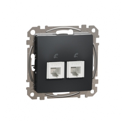 Double Telephone socket. Sedna Design & Elements. RJ11. Anthracite