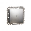 Sedna Design & Elements. 1-way Push-Button 10A Lamp Symbol. professional. brushed aluminium