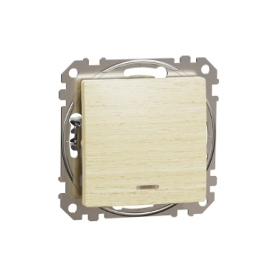 Sedna Design & Elements. 1-way switch 10AX Blue Locator LED. professional. wood birch
