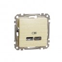 Sedna Design & Elements. USB charger A+C. 2.4A. wood birch