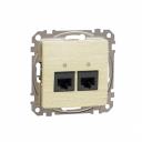 Double DATA Outlet CAT 5E UTP. Sedna Design & Elements. RJ45. Wood brich