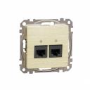Double DATA Outlet CAT 6 UTP. Sedna Design & Elements. RJ45. Wood brich