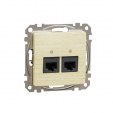Double DATA Outlet CAT 6A UTP. Sedna Design & Elements. RJ45. Wood brich