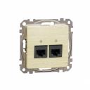 Double DATA Outlet CAT 6A UTP. Sedna Design & Elements. RJ45. Wood brich