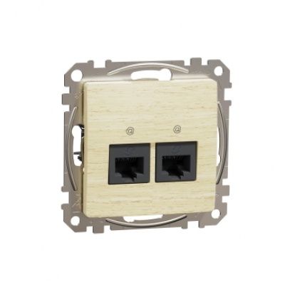 Double DATA Outlet CAT 6A UTP. Sedna Design & Elements. RJ45. Wood brich