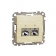 Double DATA Outlet CAT 6A STP. Sedna Design & Elements. RJ45. Wood brich
